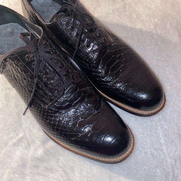 Stacy Adams Men\'s madison black leather oxford anaconda print dress shoe 8.5